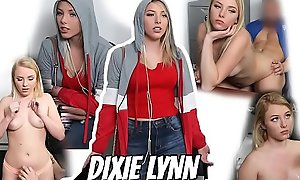 Dixie Lynn Busted by Peter Green Case No. 8938942 - Security officer strip searches blonde teen in the back office coupled with finds hidden necklace in her pussy. As punishment, he makes her blow him then fucks her on the chifferobe coupled with gives her a cum facial.