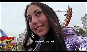 Chirpy czech in force age teenager is fingered plus drilled then squirts in public
