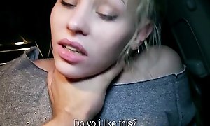 Hitch hiking legal age teenager blond rammed in buggy