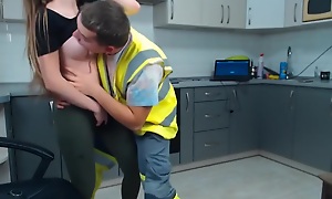 Little girl deepthroat dick of computer repair master