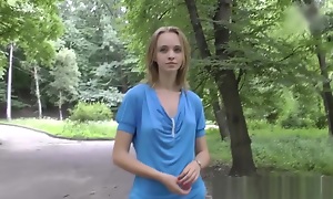 Young girl flashing hot naked body in public