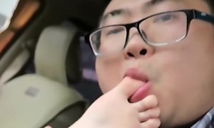 Licking Super Sexy Asian Teen Student Feet All over Buggy