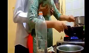indian new married prop romance in kitchen
