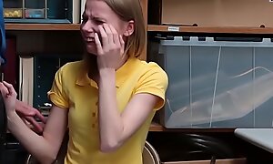 Crying laconic titted russian teen thief punish fucked