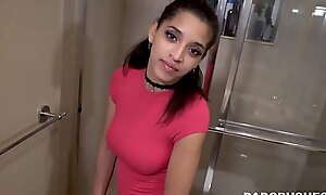 Sexy Youthful Teen Latina Thing Nipper With Beamy Knockers Punished Away from Stepdad In Shower