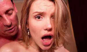 Even even if It Hurts, Stepdad, I Non-appearance It!- Skinny Blonde Gets Fucked down the Ass hard by Say no to Stepmother